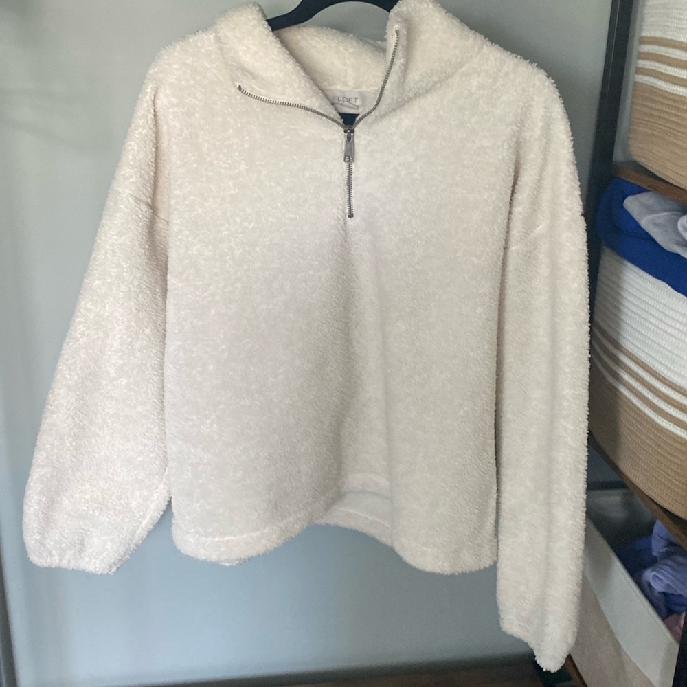 Loft white sherpa quarter zip